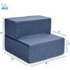 imageBest Pet Supplies Foldable Pet Stairs Cover for Foam Dog Ramps Replacement Slip with NonSlip Step Surface Plush and Soft Fabric Provides Paw Traction and Stability  Gray Lattice 2StepNavy Blue