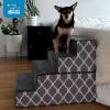 imageBest Pet Supplies Foldable Pet Stairs Cover for Foam Dog Ramps Replacement Slip with NonSlip Step Surface Plush and Soft Fabric Provides Paw Traction and Stability  Gray Lattice 2StepGray Linen