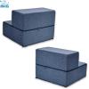 imageBest Pet Supplies Foldable Pet Stairs Cover for Foam Dog Ramps Replacement Slip with NonSlip Step Surface Plush and Soft Fabric Provides Paw Traction and Stability  Gray Lattice 2StepNavy Blue