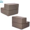 imageBest Pet Supplies Foldable Pet Stairs Cover for Foam Dog Ramps Replacement Slip with NonSlip Step Surface Plush and Soft Fabric Provides Paw Traction and Stability  Gray Lattice 2StepBrown Linen
