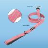 imageBest Pet Supplies Reflective Dog Collar with Adjustable Length HeavyDuty Buckle and Strong Leash DRing Training Walking Jogging Accessory for Small Medium and Large Breeds  Baby Blue MLeash Soft Pink