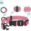 imageBest Pet Supplies Reflective Dog Collar with Adjustable Length HeavyDuty Buckle and Strong Leash DRing Training Walking Jogging Accessory for Small Medium and Large Breeds  Baby Blue MCollar Pink