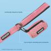 imageBest Pet Supplies Reflective Dog Collar with Adjustable Length HeavyDuty Buckle and Strong Leash DRing Training Walking Jogging Accessory for Small Medium and Large Breeds  Baby Blue MLeash Collar Set Pink