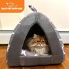 imagePet TentSoft Bed for Dog and Cat by Best Pet Supplies  Beige Corduroy 19quot x 19quot x H19quotGray Lattice