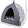 imagePet TentSoft Bed for Dog and Cat by Best Pet Supplies  Beige Corduroy 19quot x 19quot x H19quotGray Lattice
