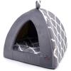 imagePet TentSoft Bed for Dog and Cat by Best Pet Supplies  Beige Corduroy 19quot x 19quot x H19quotGray Lattice