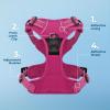 imageVoyager Dog Harness Dual Leash Attachment NoPull Control Adjustable Soft but Strong Pet Harness for Medium and Large Dogs with 3M Reflective Technology  Harness Leash Set Fuchsia MHarness Leash Set Fuchsia Nylon