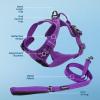 imageVoyager Dog Harness Dual Leash Attachment NoPull Control Adjustable Soft but Strong Pet Harness for Medium and Large Dogs with 3M Reflective Technology  Harness Leash Set Fuchsia MHarness Leash Set Purple Nylon