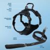 imageVoyager Dog Harness Dual Leash Attachment NoPull Control Adjustable Soft but Strong Pet Harness for Medium and Large Dogs with 3M Reflective Technology  Harness Leash Set Fuchsia MHarness Leash Set Black Nylon