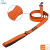 imageVoyager Reflective Dog Leash with Neoprene Handle 5 FT and Reusable Plastic Dispenser Poop Bag Holder Set for Walking and Outdoor Use Soft and Durable with ClipOn  Purple Purple DispenserLeash Dispenser Set Orange