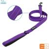 imageVoyager Reflective Dog Leash with Neoprene Handle 5 FT and Reusable Plastic Dispenser Poop Bag Holder Set for Walking and Outdoor Use Soft and Durable with ClipOn  Purple Purple DispenserLeash Dispenser Set Purple
