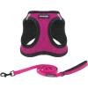 imageVoyager Stepin Plush Dog Harness  Soft Plush Step in Vest Harness and Reflective Dog 5 ft Leash Combo with Neoprene Handle for Small and Medium Dogs by Best Pet Supplies Set Black Plush SHarness Leash Set Red Rose Plush