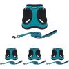 imageVoyager Stepin Plush Dog Harness  Soft Plush Step in Vest Harness and Reflective Dog 5 ft Leash Combo with Neoprene Handle for Small and Medium Dogs by Best Pet Supplies Set Black Plush SHarness Leash Set Turquoise Plush