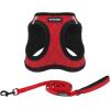 imageVoyager Stepin Plush Dog Harness  Soft Plush Step in Vest Harness and Reflective Dog 5 ft Leash Combo with Neoprene Handle for Small and Medium Dogs by Best Pet Supplies Set Black Plush SHarness Leash Set Red Plush