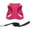imageVoyager Stepin Plush Dog Harness  Soft Plush Step in Vest Harness and Reflective Dog 5 ft Leash Combo with Neoprene Handle for Small and Medium Dogs by Best Pet Supplies Set Black Plush SHarness Leash Set Fuchsia Corduroy