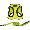 imageBest Pet Supplies  All Weather Mesh Reflective No Pull Harness for Small Medium Dogs Cats  Secure with Hook ampamp Loop Fastener Buckle Double DRings  Blue Trim MLeash Harness Set Lime