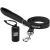 imageVoyager Reflective Dog Leash with Neoprene Handle 5 FT and Reusable Plastic Dispenser Poop Bag Holder Set for Walking and Outdoor Use Soft and Durable with ClipOn  Purple Purple DispenserLeash Dispenser Set Black