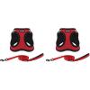 imageVoyager Stepin Plush Dog Harness  Soft Plush Step in Vest Harness and Reflective Dog 5 ft Leash Combo with Neoprene Handle for Small and Medium Dogs by Best Pet Supplies Set Black Plush SHarness Leash Set Red Plush