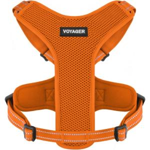 imageAir Frontier Mesh Dog Harness with and Reflective Dog Leash Set Reflective Stitching and Lightweight Breathable NoPull Design Adjustable Neck and Chest Straps for Small to Large Breeds  BUW MHarness Orange Mesh