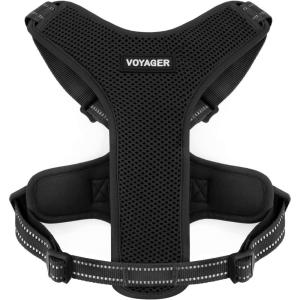 imageAir Frontier Mesh Dog Harness with and Reflective Dog Leash Set Reflective Stitching and Lightweight Breathable NoPull Design Adjustable Neck and Chest Straps for Small to Large Breeds  BUW MHarness Black Mesh