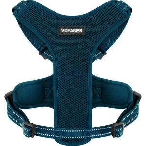 imageAir Frontier Mesh Dog Harness with and Reflective Dog Leash Set Reflective Stitching and Lightweight Breathable NoPull Design Adjustable Neck and Chest Straps for Small to Large Breeds  BUW MHarness Blue Mesh