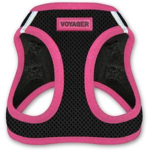 imageBest Pet Supplies  All Weather Mesh Reflective No Pull Harness for Small Medium Dogs Cats  Secure with Hook ampamp Loop Fastener Buckle Double DRings  Blue Trim MHarness Pink Trim