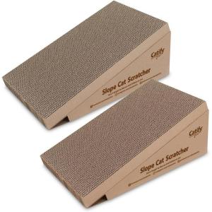 imageBest Pet Supplies Corrugated Cardboard Cat Scratcher Refill Pads Lounger and Fun Interactive Scratching Boards Claw Safe Durable Natural Recycled Materials Supports Active Play  DropletSlope Scratcher 2 Pack