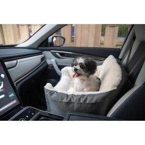 imageBest Pet Supplies Dog Pet Booster Seat Dog Car Seats for Small Dogs ampamp Medium Dogs Soft Plush Cushion with Comfortable Bedding Secure Straps and Tall Pillow BlacBooster Gray