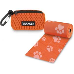 imageBest Pet Supplies Dog Poop Bag Holder Leash Attachment with 30 Bags Reusable Dispenser for Travel Walking Park and Outdoor Use Durable with ClipOn  Fuchsia Pack of 2Orange Mesh