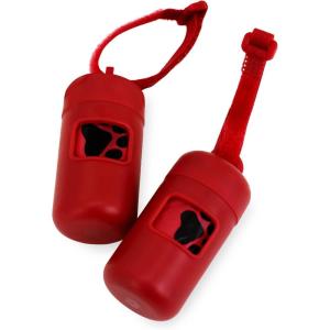 imageBest Pet Supplies Dog Poop Bag Holder Leash Attachment with 30 Bags Reusable Dispenser for Travel Walking Park and Outdoor Use Durable with ClipOn  Fuchsia Pack of 2Red Plastic
