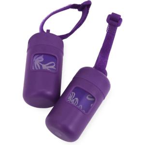 imageBest Pet Supplies Dog Poop Bag Holder Leash Attachment with 30 Bags Reusable Dispenser for Travel Walking Park and Outdoor Use Durable with ClipOn  Fuchsia Pack of 2Purple Plastic