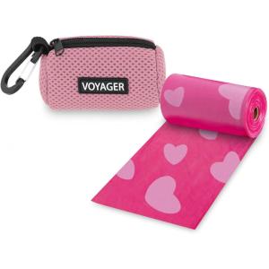 imageBest Pet Supplies Dog Poop Bag Holder Leash Attachment with 30 Bags Reusable Dispenser for Travel Walking Park and Outdoor Use Durable with ClipOn  Fuchsia Pack of 2Pink Mesh