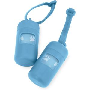 imageBest Pet Supplies Dog Poop Bag Holder Leash Attachment with 30 Bags Reusable Dispenser for Travel Walking Park and Outdoor Use Durable with ClipOn  Fuchsia Pack of 2Baby Blue Plastic