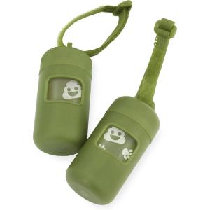 imageBest Pet Supplies Dog Poop Bag Holder Leash Attachment with 30 Bags Reusable Dispenser for Travel Walking Park and Outdoor Use Durable with ClipOn  Fuchsia Pack of 2Green Plastic