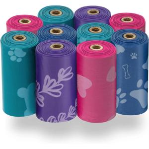 imageBest Pet Supplies Dog Poop Bags 150 Bags for Waste Refuse Cleanup Doggy Roll Replacements for Outdoor Puppy Walking and Travel Leak Proof and Tear Resistant Thick Plastic  Pink HeartAssorted Colors 2