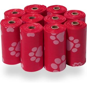 imageBest Pet Supplies Dog Poop Bags 150 Bags for Waste Refuse Cleanup Doggy Roll Replacements for Outdoor Puppy Walking and Travel Leak Proof and Tear Resistant Thick Plastic  Pink HeartRed