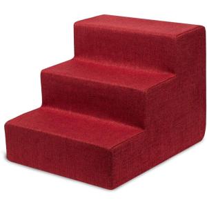 imageBest Pet Supplies Dog Stairs ampamp Steps  Foam Steps for Small Dogs ampamp Cats NonSlip Indoor Balanced Pet Step Support Dog Ramp No Assembly Brown Linen Foldable 2Step 12inch HeightBrick Red