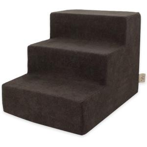 imageBest Pet Supplies Dog Stairs ampamp Steps  Foam Steps for Small Dogs ampamp Cats NonSlip Indoor Balanced Pet Step Support Dog Ramp No Assembly Brown Linen Foldable 2Step 12inch HeightDark Brown