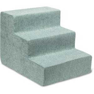 imageBest Pet Supplies Dog Stairs ampamp Steps  Foam Steps for Small Dogs ampamp Cats NonSlip Indoor Balanced Pet Step Support Dog Ramp No Assembly Brown Linen Foldable 2Step 12inch HeightPale Teal