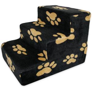 imageBest Pet Supplies Dog Stairs ampamp Steps  Foam Steps for Small Dogs ampamp Cats NonSlip Indoor Balanced Pet Step Support Dog Ramp No Assembly Brown Linen Foldable 2Step 12inch HeightPaw Print on Black