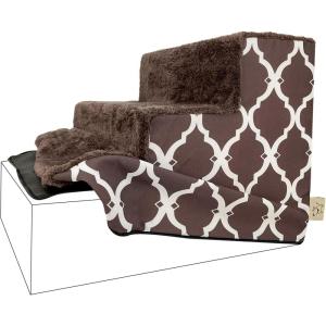 imageBest Pet Supplies Foam Pet Steps Cover for Small Dogs and Cats Portable Ramp Stairs for Couch Sofa and High Bed Climbing Cover Only  Sand 5Step H 225quot Cover OnlyBrown Lattice Print