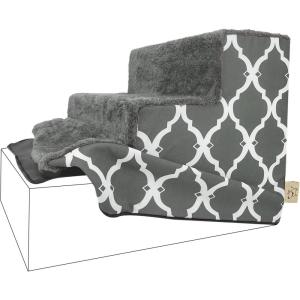 imageBest Pet Supplies Foam Pet Steps Cover for Small Dogs and Cats Portable Ramp Stairs for Couch Sofa and High Bed Climbing Cover Only  Sand 5Step H 225quot Cover OnlyGray Lattice