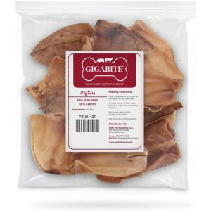 imageBest Pet Supplies GigaBite Roasted Pig Ears for Dogs Natural and Healthy Chews Treats in Whole Slices or Sticks Safe for Puppies and Aggressive Chewers Clean Teeth and Gums  Pack of 24Whole Ears