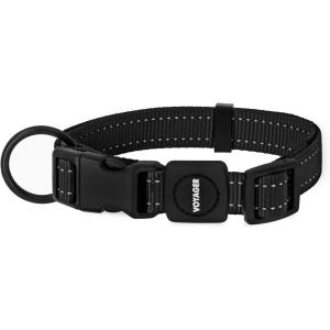 imageBest Pet Supplies Reflective Dog Collar with Adjustable Length HeavyDuty Buckle and Strong Leash DRing Training Walking Jogging Accessory for Small Medium and Large Breeds  Baby Blue MCollar Black