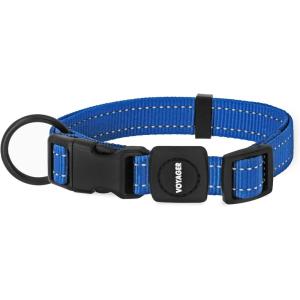 imageBest Pet Supplies Reflective Dog Collar with Adjustable Length HeavyDuty Buckle and Strong Leash DRing Training Walking Jogging Accessory for Small Medium and Large Breeds  Baby Blue MCollar Royal Blue