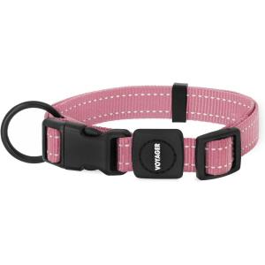 imageBest Pet Supplies Reflective Dog Collar with Adjustable Length HeavyDuty Buckle and Strong Leash DRing Training Walking Jogging Accessory for Small Medium and Large Breeds  Baby Blue MCollar Pink