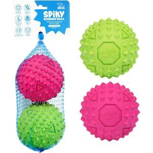 imageBest Pet Supplies Tough Dog Toys for Aggressive Chewers  Squeaky Dog Toys NonToxic Spiky Ball for Dental Health Interactive Toy Orange L35quotFuchsia  Green
