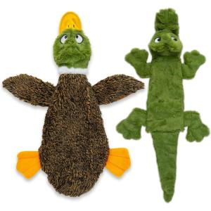 imageBest Pet Supplies Tough Dog Toys for Aggressive Chewers  Squeaky Dog Toys NonToxic Spiky Ball for Dental Health Interactive Toy Orange L35quotMulticolorAlligator  Wild Duck
