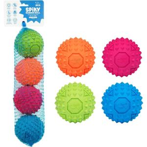 imageBest Pet Supplies Tough Dog Toys for Aggressive Chewers  Squeaky Dog Toys NonToxic Spiky Ball for Dental Health Interactive Toy Pack of 2 Blue Orange M25quotFuchsia  Green  Blue  Orange