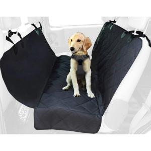 imageBest Pet Supplies Water Resistant Pet Cargo Cover with Bumper Flap ampampProtective Pouch  Nonslip Dog Trunk Liner for SUV Trucks Minivans Black 55  82 CS110Back Seat Black